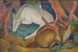 After FRANZ MARC, Stags on the Woods, print, framed and glazed. 53 x 79 cm.