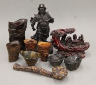 A quantity of various Chinese libation cups, etc. The largest cup 17 cm high.