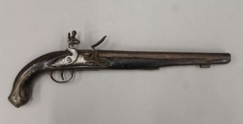An antique flintlock pistol. 46 cm long.