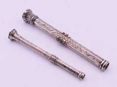 A Victorian silver propelling pen/pencil with seal terminal,