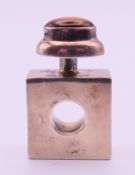 A Mexican silver modernist scent bottle, the screw-in stopper mounted with a tiger's eye cabochon.
