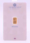 A 1 gram fine gold Royal Mint bar.