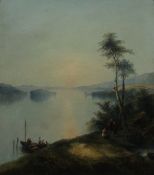 Follower of JOSEPH MALLORD WILLIAM TURNER (1775-1851) British, Figures in an Italianate Lake Scene,