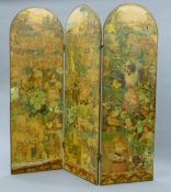 A Victorian three-section decoupage folding screen. Each section 153 x 49 cm.