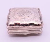 A Dutch silver pill box. 5.2 x 5.2 cm. 26 grammes.