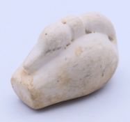 A carved stone swan, possibly ancient Bactrian Kingdom. 4.5 cm long x 3 cm high.