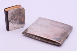 A silver cigarette case and a silver mounted small Common Prayer book. Cigarette case 8.