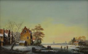 VANDER MEULLEN (20th Century) Dutch, Dutch Skating Scene, oil on panel, signed, framed and glazed.