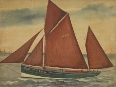 Naive School (early 20th century), The Fishing Boat Lily FR998, signed with initials and dated 1905,