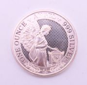 A 1 ounce 2021 St Helena Napoleon Angel fine silver coin.