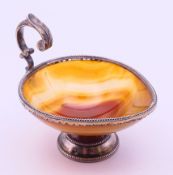 A 19th century French silver-mounted agate jug. 7.5 cm high.