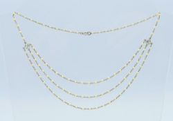 An Art Deco platinin and pearl necklace. 38 cm long.