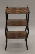 A 19th century French inlaid etagere. 41 cm wide x 78 cm high.