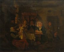 DUTCH SCHOOL (19th century), Tavern Interior Scene, oil on panel, framed. 28 x 34 cm.