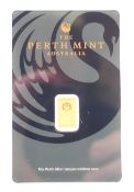 A 1 gram fine gold Perth Mint bar.