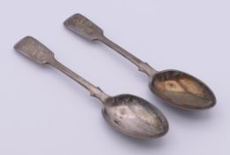 Two silver teaspoons, each terminal engraved with initials and 1st Surrey RV, F COMPY 1895.