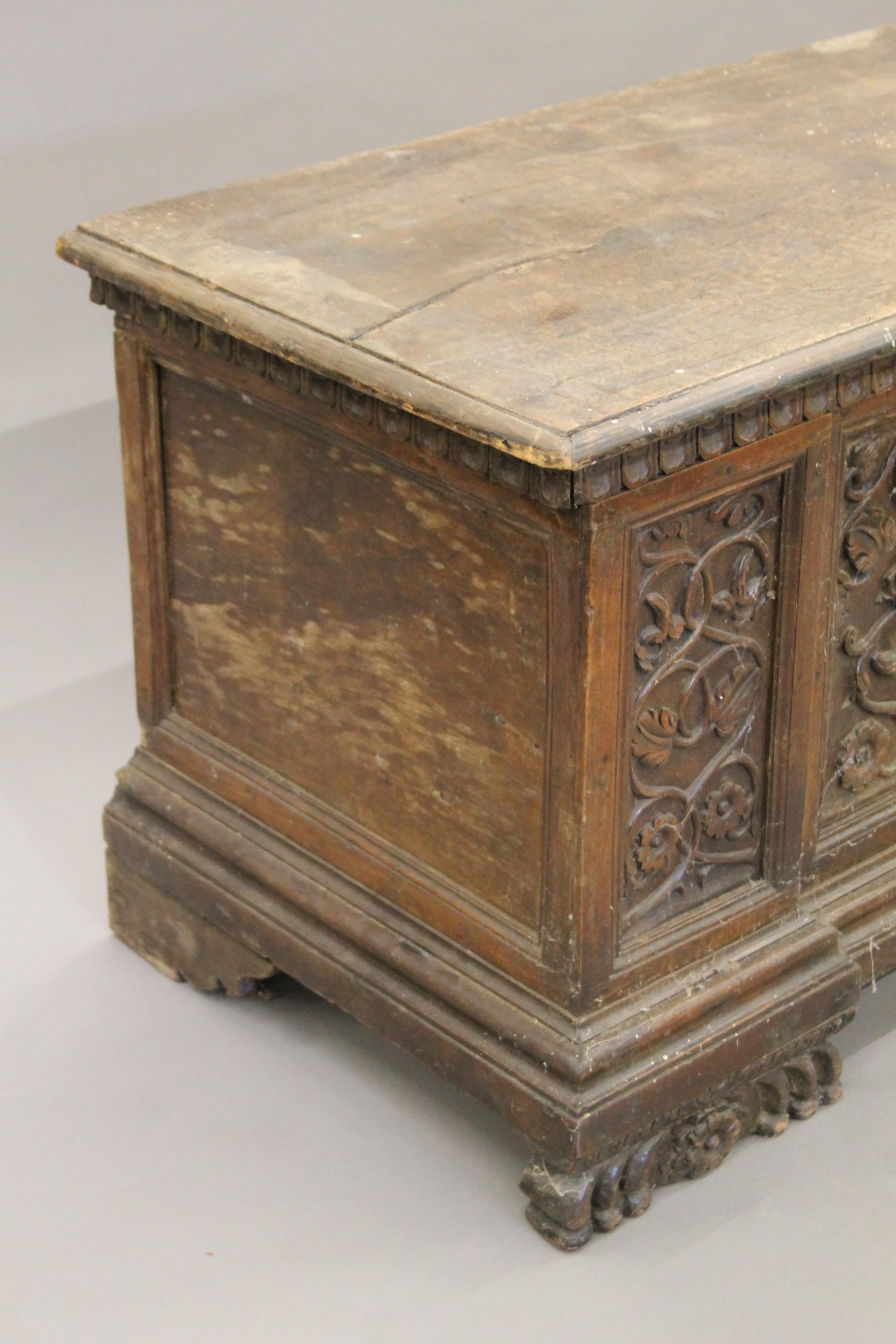 An 18th century Italian walnut cassone. 187 cm long. - Image 4 of 10