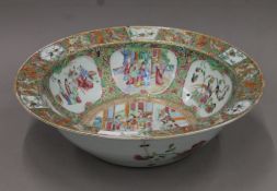 A 19th century large Canton famille rose porcelain punch bowl. 47 cm diameter.