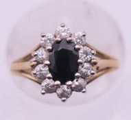 A 9 ct gold cubic zirconia ring. Ring size G/H. 2 grammes total weight.