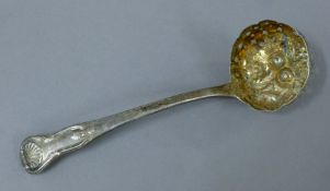 A Georgian Scottish silver sifter spoon. 17 cm long. 60.6 grammes.