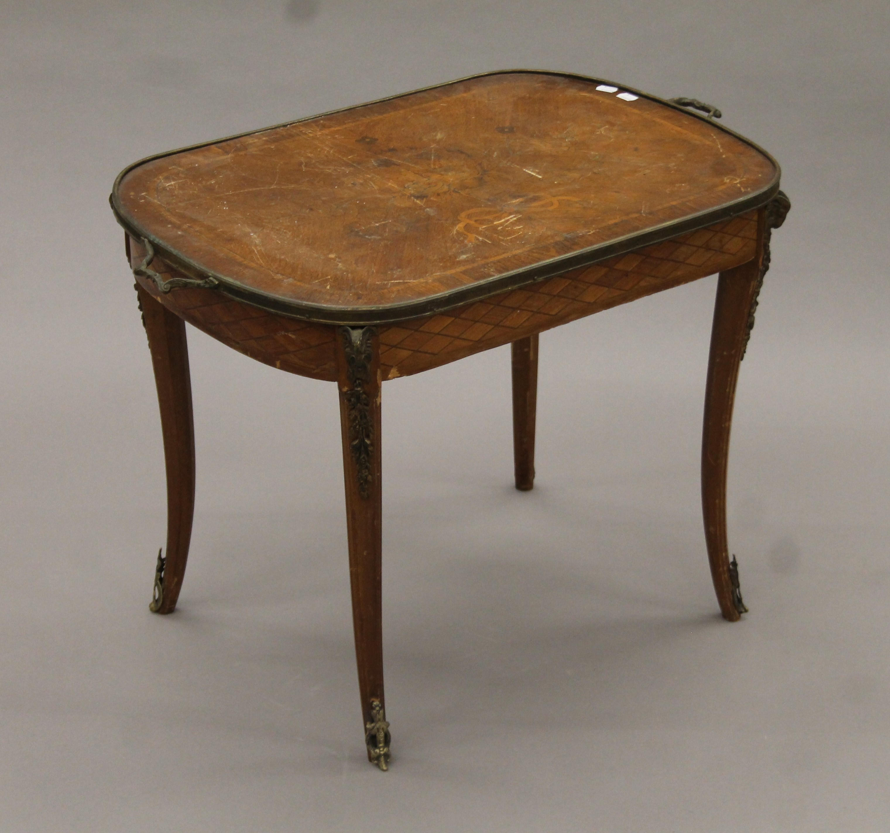 A late 19th century French ormolu-mounted side table. 78 cm long. - Image 2 of 7