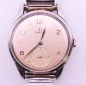 An Omega gentlemen's wristwatch, oversize Calatrava style. 3.8 cm diameter including crown.