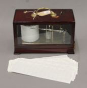 A Casella of London mahogany-cased barograph. 32 cm long.