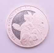 A 1 ounce 2022 St Helena Queen's Virtues fine silver coin.