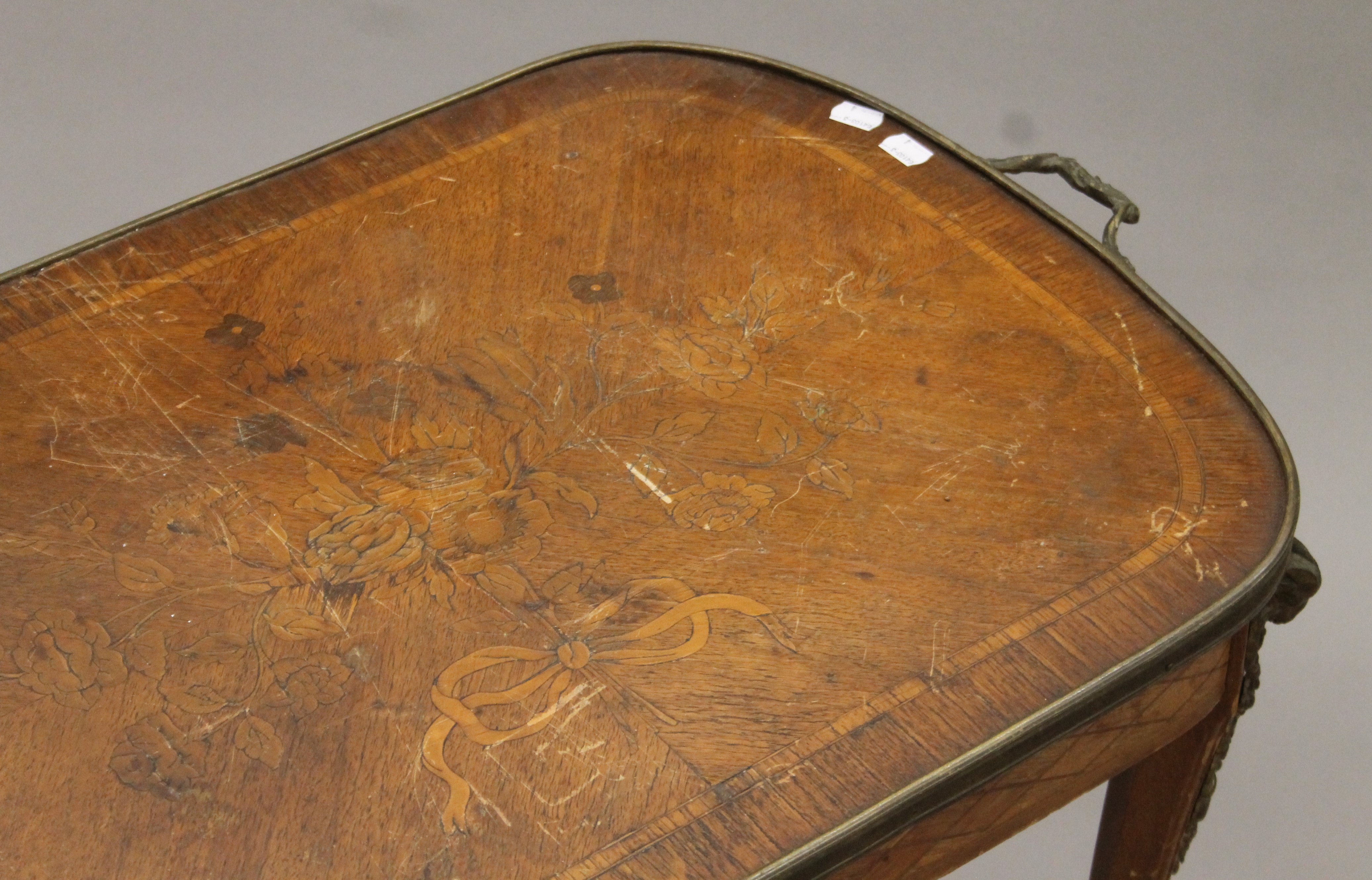 A late 19th century French ormolu-mounted side table. 78 cm long. - Image 3 of 7