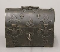 A 19th century French steel casket. 13 cm wide.