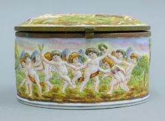 A Capodimonte porcelain box. 13 cm wide.
