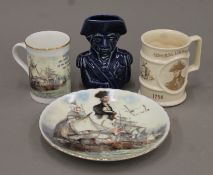 Four ceramic items commemorating the 2005 bicentenary of the Battle of Trafalgar including a