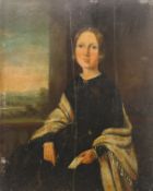 BRITISH SCHOOL (19th century), Portrait of a Young Lady Holding a Pen and a Letter, oil on panel.