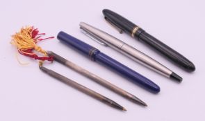 A Mabie Todd & Co Ltd Swan leverless fountain pen with 14 ct gold nib, a Parker fountain pen,