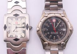 A Montre Swiss wristwatch and a Wenger wristwatch. Wenger watch 3.8 cm diameter including crown.