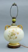 A Royal Worcester porcelain vase fitted as a lamp. 47 cm high overall.