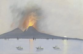 ITALIAN SCHOOL (20th century), Vesuvius Erupting 1906, gouache and watercolour, framed and glazed.