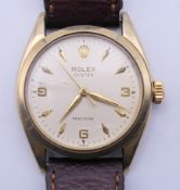 A 9 ct gold Rolex Oyster Precision gentlemen's wristwatch. 37 mm diameter including crown.