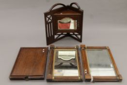 Two 19th century rosewood over-mantle mirrors, a corner cupboard and a folding table. The latter 68.
