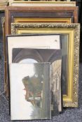 A quantity of various pictures and prints to include After GRANCESCO GUARDI - Capriccio with the