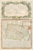 A coloured map of 'The Road from Kings Lyn to Norwich continued to Yarmouth in Norfolk',
