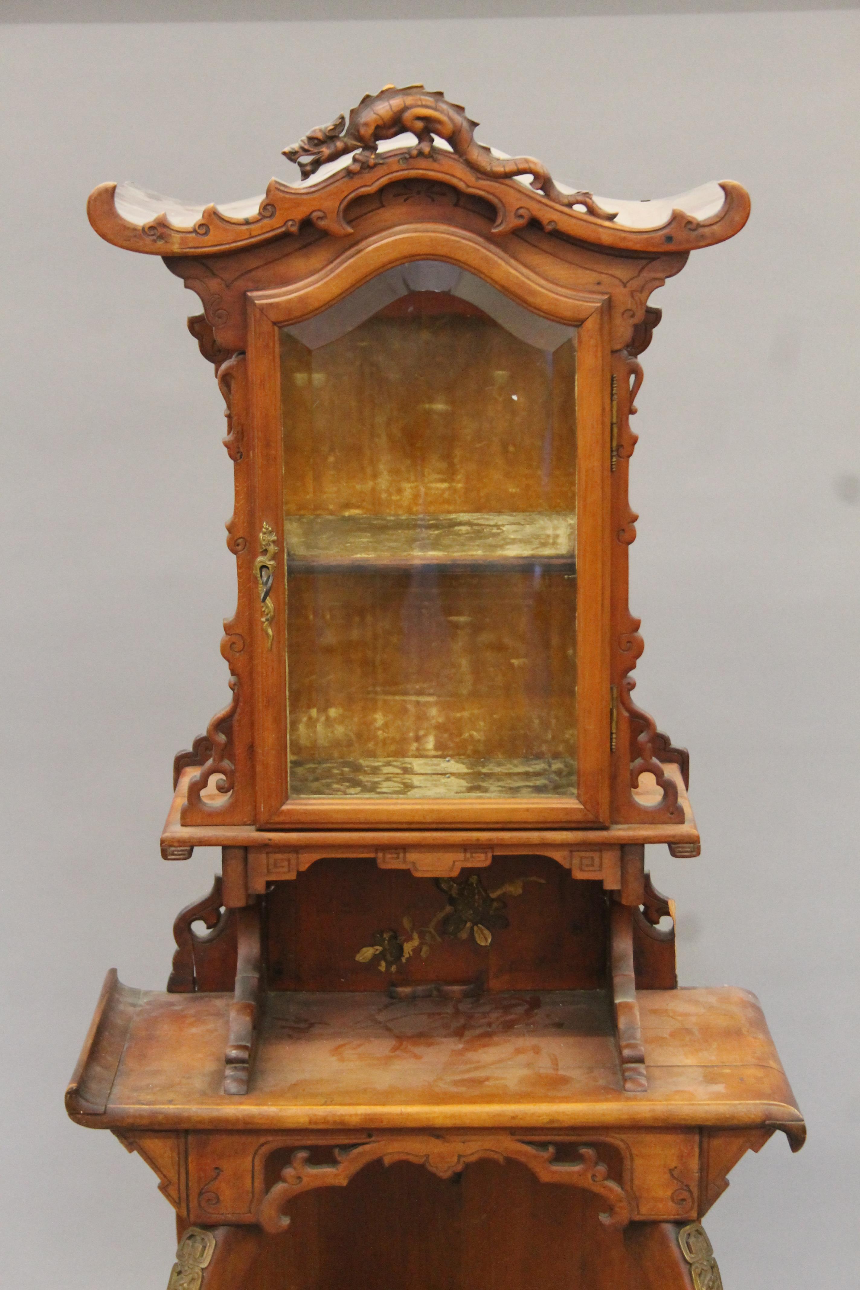 An early 20th century Continental side cabinet in the chinoiserie manner. 153 cm high x 55 cm wide. - Image 2 of 7