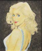 CARL EDWARDS, Christina Aguilera, watercolour, signed and dated '06, framed and glazed. 29.