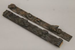Two 19th century carved oak corbels. The larger 70 cm high.