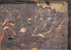 A large 18th/19th century oil on canvas of various figures, possibly a religious scene,