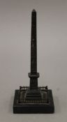 A 19th century bronze model of L'Aiguille de Cleopatre or The Luxor Obelisk, typically modelled,