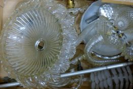 A quantity of glass chandelier parts. The main bowl 30 cm diameter.
