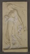 A decorative resin plaque depicting a classical woman. 41.5 cm high.