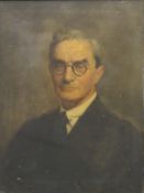 EARLY 20TH CENTURY (British), Portrait of a Gentleman in Glasses, oil on canvas, framed. 59.5 x 44.