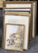 A quantity of various pictures and prints to include: Bulldog portrait, Venice scene,